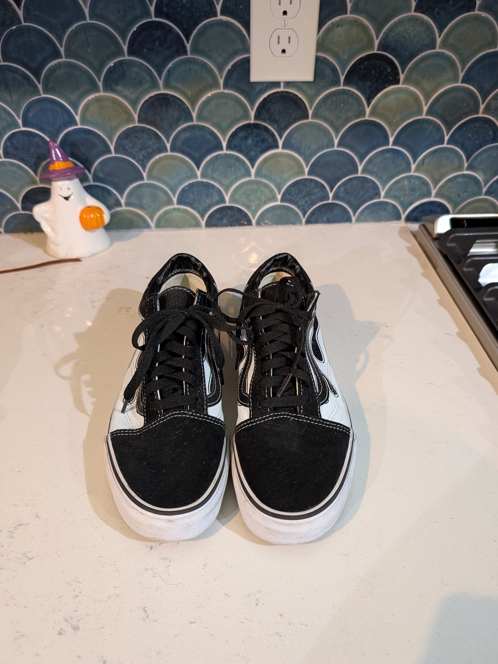 Vans Black and White Low-Top Skate Sneakers